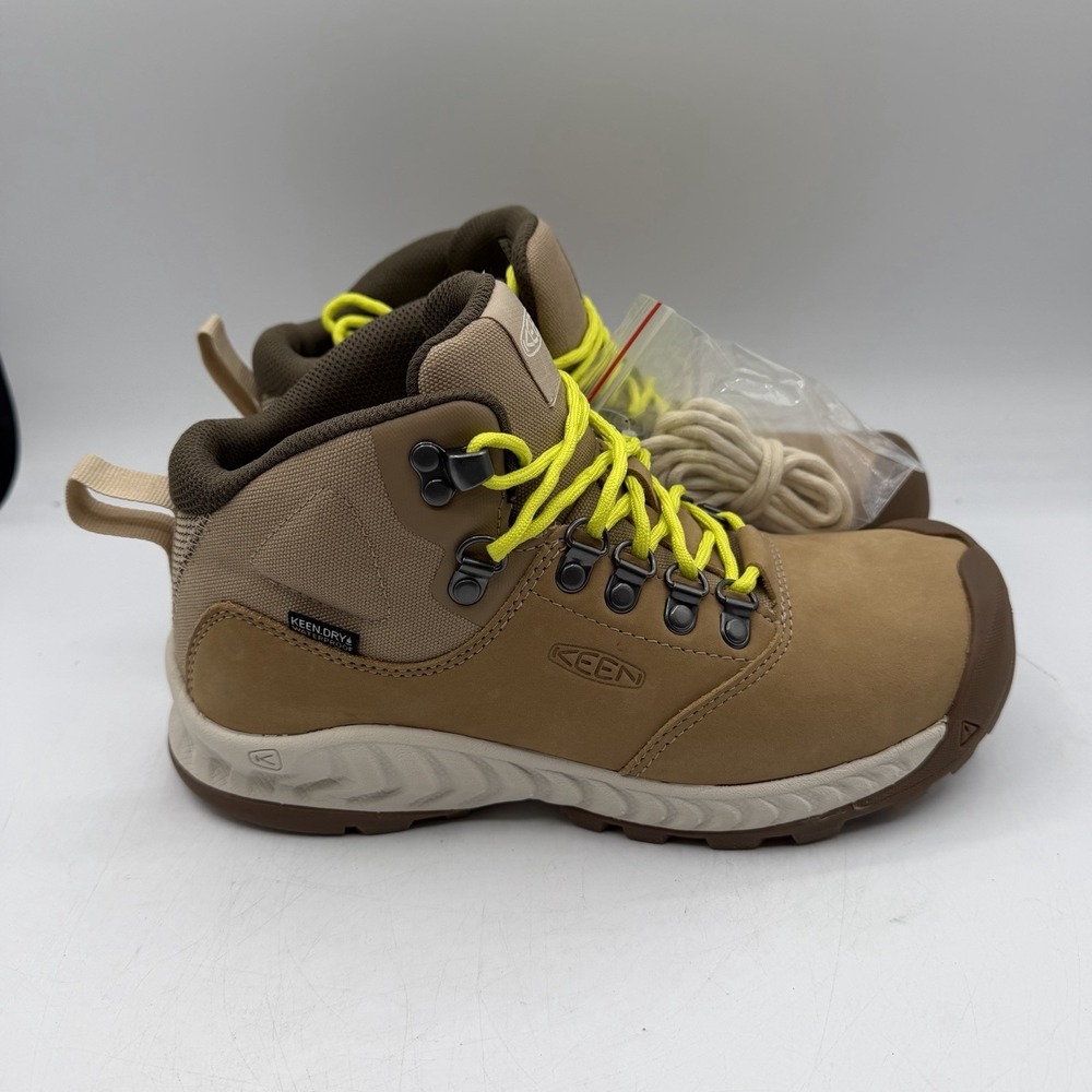 Keen NXIS Explorer Mid Hiking Boots Womens Sz 7 Safari/Birch Waterproof‎ Lace Up